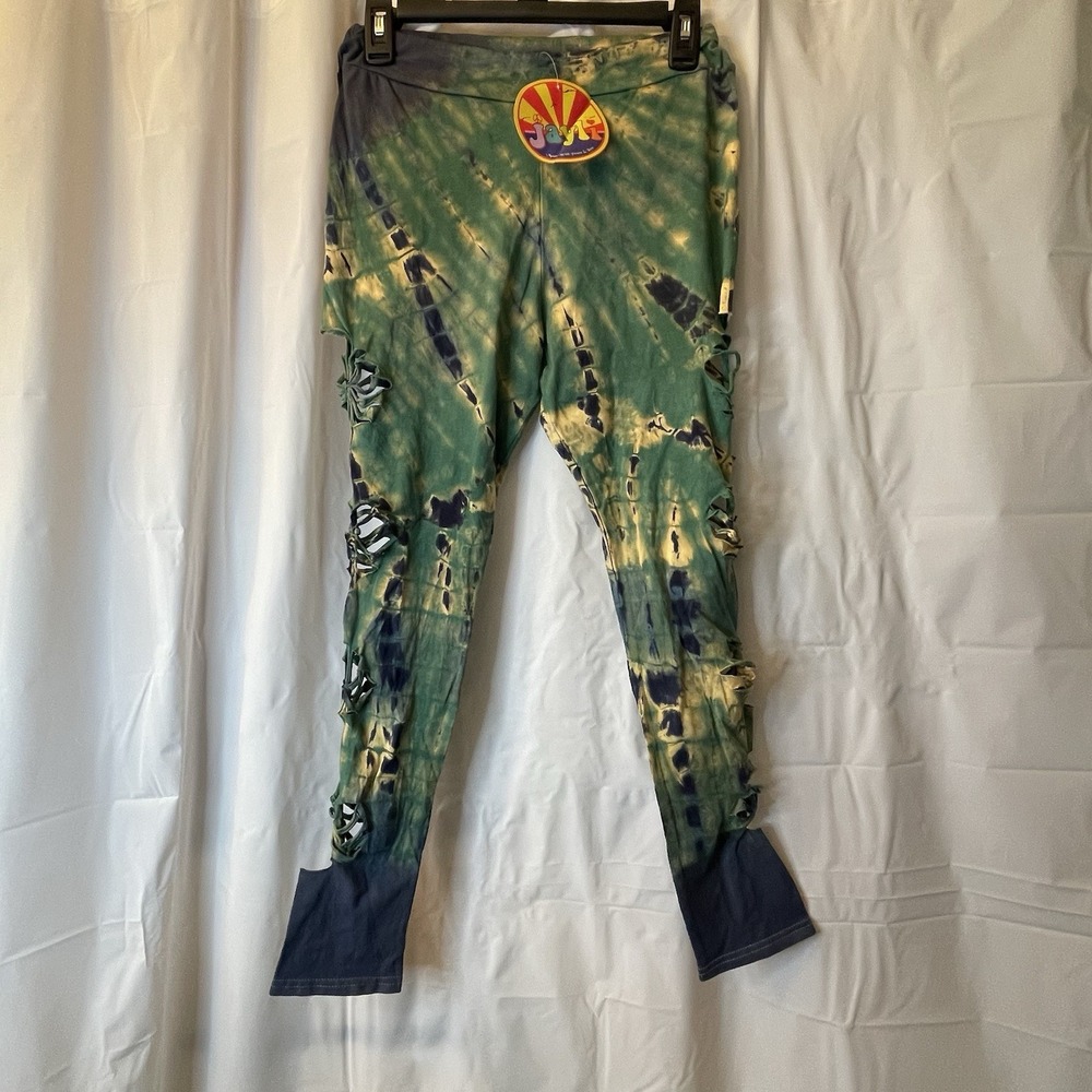 Jayli Women NWT Tie Dye Grateful Dead Inspired Cut Out‎ Distressed Leggings Sz L